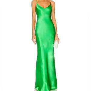 L’Agence Serita Silk Maxi Dress in Green